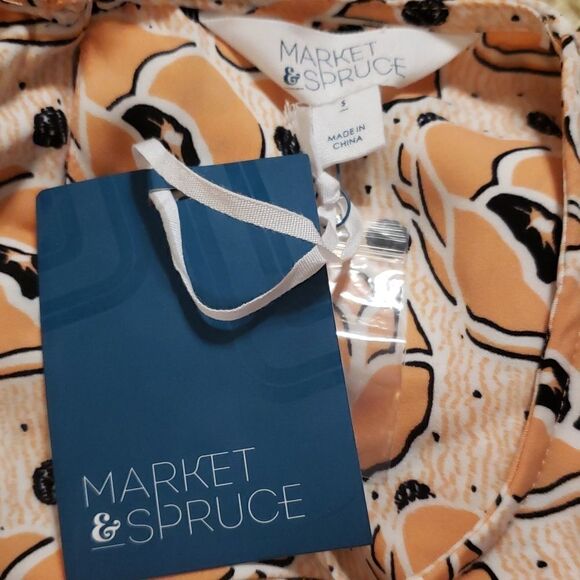 Stitch Fix Market & Spruce Crochet Detailed Tank Top Peach Floral Size Small NEW - Picture 3 of 5